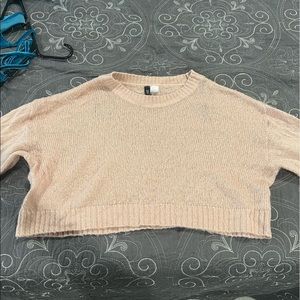 Blush pink long sleeved cropped sweater
